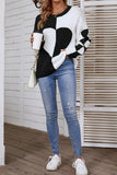 Color Block Heart Knit Sweaters