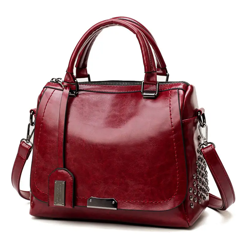 Paziye Women's Retro Oil Leather Rivet Bag