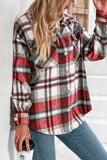 Plaid Flannel Button Down Pocketed Shacket Jacket winter outfits  Coats