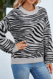Zebra Stripes Print Long Sleeve Sweater