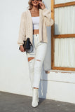 Cable Knit Front Open Hood Cardigan