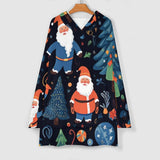 Oversized Wearable Blanket Christmas Print Hoodie With Pocket