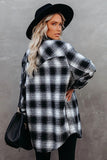 Winter Outfits Black Buttons Pocketed Plaid Shacket