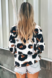 White Leopard Print Long Sleeve Loose Top