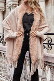 Fleece Open Front Tassle Kniting Long Cardigan Winter Outfits