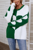 Color Block Heart Knit Sweaters