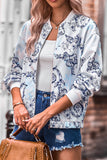Floral Print Zipper Jacket Coat