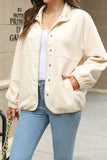 Snap Button Stand Collar Fleece Coat