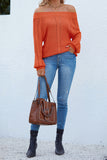 One Shoulder Autumn Outfits Hollow Puff Sleeve Sweater