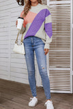 High Neck Color Block Pullover Sweaters