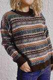 Vintage Stripes Knitting Winter Outfits  Pullover Sweater