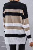 Winter Outfits Colorblock Stripes Long Sleelve Knit Sweater