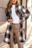 Pockets Open Button Long Length Plaid Shackets