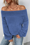 Plain Off Shoulder Hairy Knit Sweaters