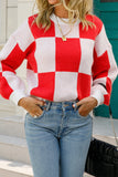 Checked Plaid Knit Pullover Sweater