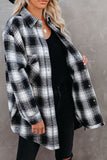 Winter Outfits Black Buttons Pocketed Plaid Shacket